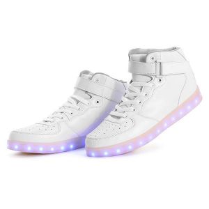 liel נעליים לנשים Unisex USB LED Light Lace Up Shoes High Top Luminous Sportswear Couple Sneakers